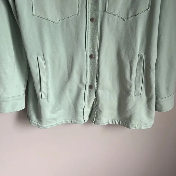 Avec Les Filles Mint Green French Terry Shirt Jacket Shacket - Picture 5 of 11